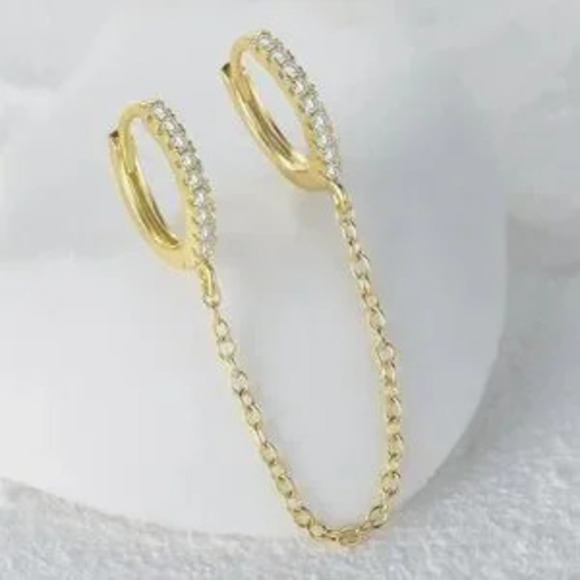 Jewelry - Kate Spade Elegant Silver Chain Hoop Earrings Gift Minimalist